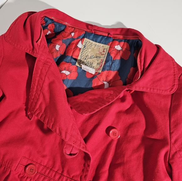 Vintage Y2K BILLABONG ♥️ Red Jacket Lined w/ Red Poppies and Removable Fur Hood - Picture 2 of 11